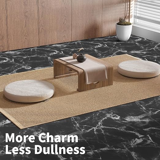Art3d 30-Pack Peel and Stick Vinyl Floor Tiles, 12 x 12 in, Dark Marble | Anti-Slip, Waterproof, Stain-Resistant, Simple to Clean, Durable, Premium Vinyl, Ideal for Kitchen, Dining Room, Bedrooms