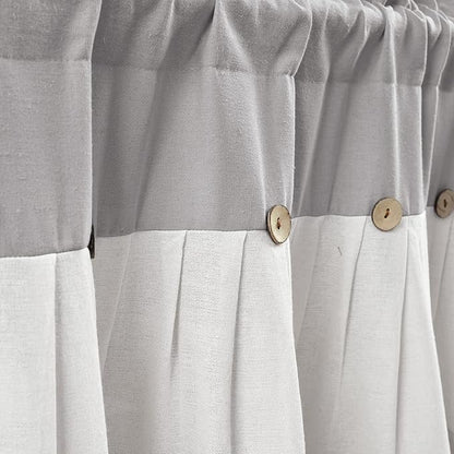 Lush Decor Linen Button Farmhouse Valance Curtians 84"W x 18"L Gray & Off White - Linen Valances For Windows - Kitchen Curtains Valances