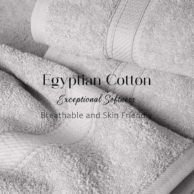SUPERIOR Egyptian Cotton Ultra Plush & Absorbent, 3 Piece Set, Silver | Quick Dry, Soft Luxury Towel Set, Bath Essentials, Guest Bath, Spa, 1 Bath, 1 Hand, 1 Face Towels, Madeline Towels