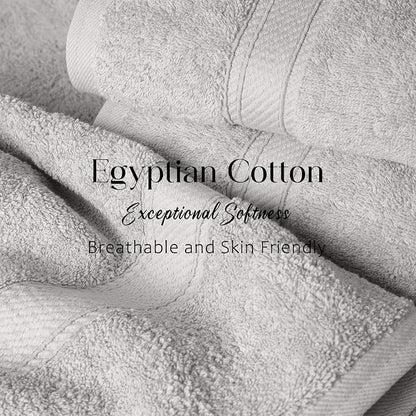 SUPERIOR Egyptian Cotton Ultra Plush & Absorbent, 3 Piece Set, Silver | Quick Dry, Soft Luxury Towel Set, Bath Essentials, Guest Bath, Spa, 1 Bath, 1 Hand, 1 Face Towels, Madeline Towels