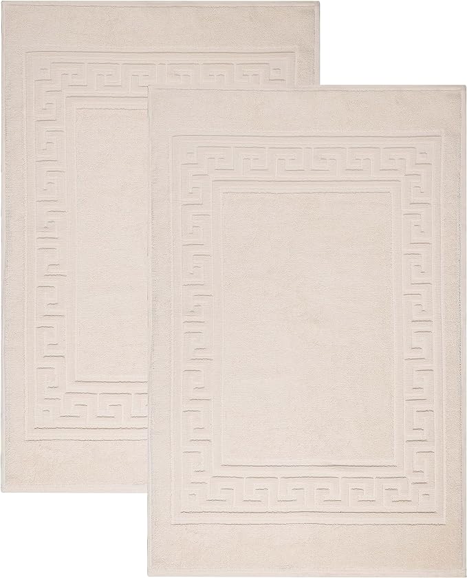 Superior Heavyweight Cotton Bath Mats, Bath Rugs For Bathroom Accessories, Washable Rug For Shower, Bath, Toilet, Modern Decor, No Backing, Luxury Hotel And Spa Quality, Set of 2, 22" x 35", Ivory