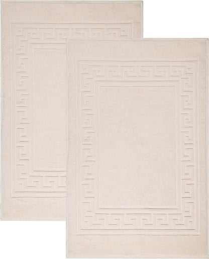 Superior Heavyweight Cotton Bath Mats, Bath Rugs For Bathroom Accessories, Washable Rug For Shower, Bath, Toilet, Modern Decor, No Backing, Luxury Hotel And Spa Quality, Set of 2, 22" x 35", Ivory