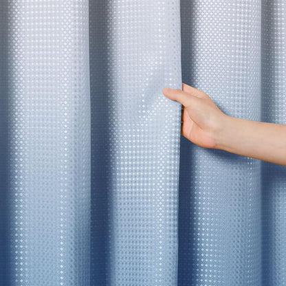Shower Curtain 72 inches Long 6FT for Bathroom 1 Panel Blue Grey | Ombre Waffle, Shower Curtains with Hook, Water Repellent, Boho Farmhouse, Simple Modern Bath Decor, Machine Washable, 36x72