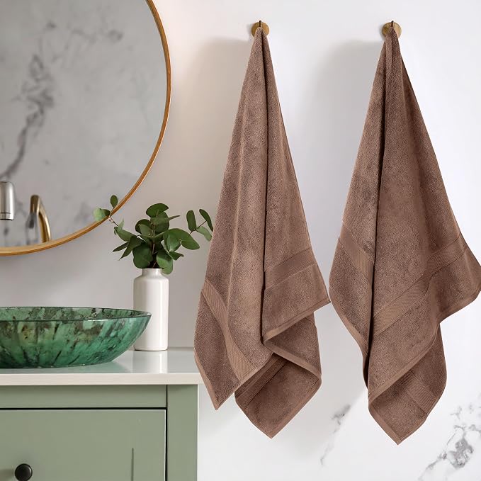 SUPERIOR Egyptian Cotton Plush & Absorbent, Bath Towel Set of 2, Chocolate | Quick Dry, Soft Luxury Towel Set, Bath Essentials for Bathroom, Guest Bath, Spa, 2 Piece Bath, Madeline Towels