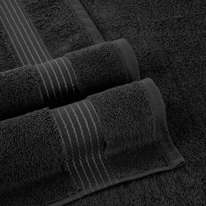 Elegant Comfort Premium Turkish Cotton 1 Piece Jumbo Bath Towel - 35 x 70 inch, Luxurious Hotel Spa Quality 100% Turkish Cotton Large Bath Towel - Highly Absorbent - Soft Bathroom Towel, Black
