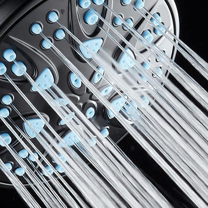 AquaDance Antimicrobial/Anti-Clog High-Pressure 6-Setting Hand with with Microban Nozzle Protection from Growth of Mold, Mildew & Bacteria for Stronger Shower! Aqua Blue Jets – 1.8 GPM