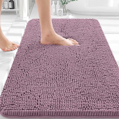 OLANLY Bathroom Rugs 36x24, Extra Soft Absorbent Chenille Bath Rugs | Deep Plum, Quick-Drying Rubber Backing, Machine Washable Bath Mat for Bathroom Floor, Tub and Shower, Home Decor Accessories
