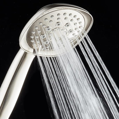 AquaDance, Satin Nickel Luxury Square 6-setting High-Pressure Hand Extra-Long 72" Stainless Steel Hose, Bracket, Solid Brass Fittings, Finish. Premium Handheld Shower Head from Top American