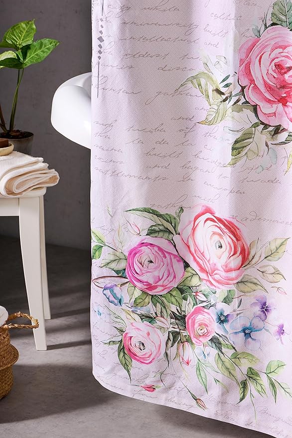 Maison d' Hermine Shower Curtain 100% Cotton One Panel 70"x72" Washable Fabric Shower Curtains for Bathroom, Easy Hanging with 12 Button Holes - Home Hotel Spa Easter Gifts (Champ De Mars)