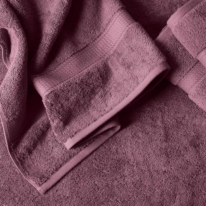 Superior Egyptian Cotton Plush & Absorbent, Bath Towel Set of 4, Plum | Quick Dry, Soft Luxury Towel Set, Bath Essentials for Bathroom, Guest Bath, Spa, 4 Piece Bath, Madeline Towels