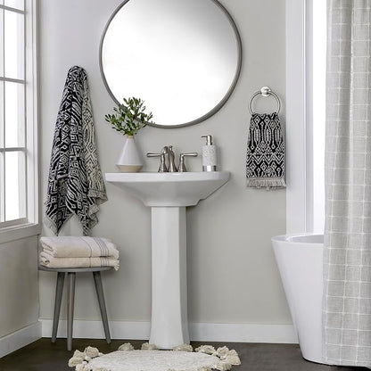 SKL Home Nador Hand Towel Set-2pc, Premium 100% Cotton, Black | 600 GSM. Spa-level quality. Soft & absorbent, reversible jacquard. For the bathroom, kitchen, bar or any sink space.
