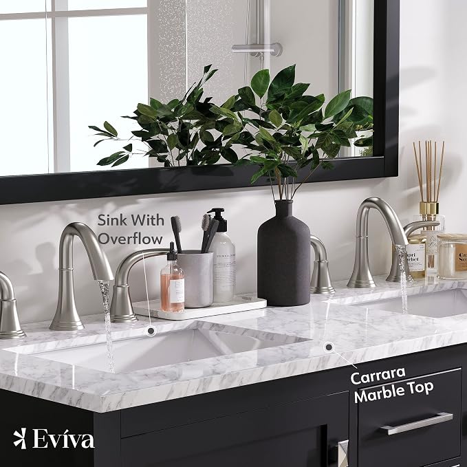 Aberdeen 48 in. Espresso Double Sink Bath Vanity with Carrara Quartz Top and Undermount Porcelain Sinks