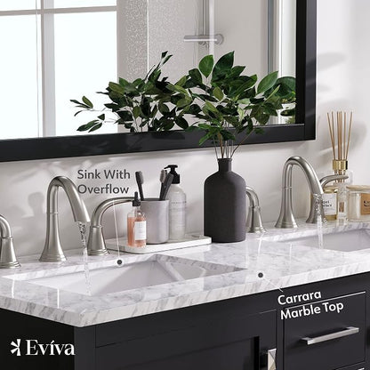 Aberdeen 48 in. Espresso Double Sink Bath Vanity with Carrara Quartz Top and Undermount Porcelain Sinks