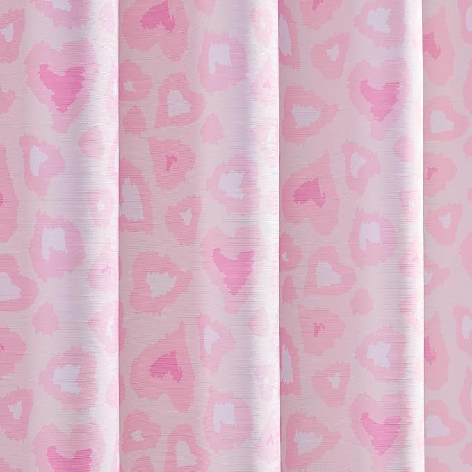 Betsey Johnson - Shower Curtain Set, Printed Polyester Curtain with Shower Liner & 12 Pack Curtain Hooks, Animal Print Design, Machine Washable, 72" x 72" (Pink)