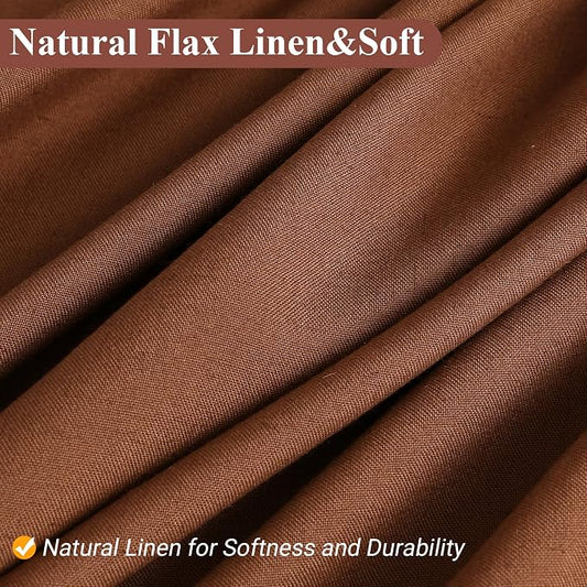 Rustic Brown 36 Inch Shower Curtain - Stall Narrow Half Linen Ultra Thick Fabric Shower Curtain Set with Hooks, Boho Farmhouse Rustic RV Camper Bath Curtains for Bathroom, 36x72