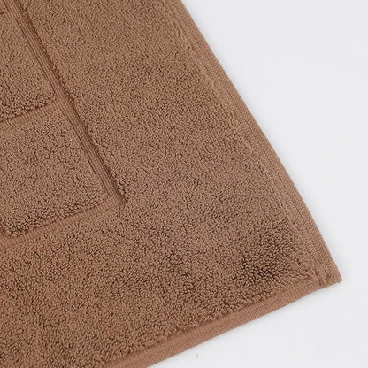 Superior 100% Cotton Bathmat Set, Bath Mats, Bathroom Decor, Shower, Bathtub Essentials, Home Accessories, Small Washable Rug, No Backing, Heavyweight, Nora Collection, Set of 2, 22" x 35", Chocolate