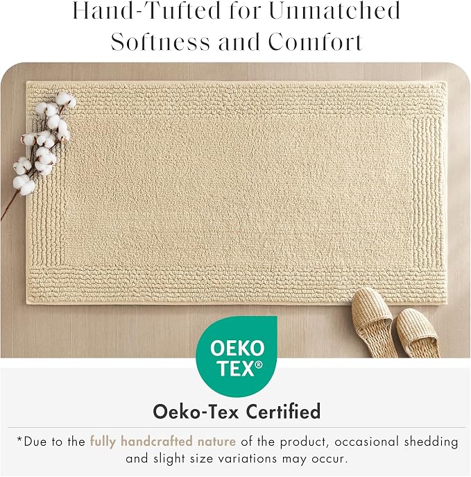Madison Park Splendor Reversible 100% Cotton Tufted Bathroom Rug3000 GSM Hotel Quality Luxurious Plush Medium Pile BathMat Absorbent, Quick Dry, ShowerRoom Décor, 21x34, Natural, 1'9"x2'10"(Pack of 4)