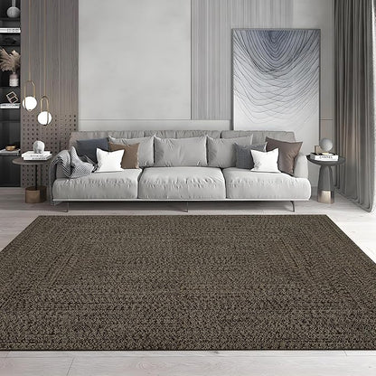 Printed Washable Area Rugs 4x6 Rug for Living Room Modern Rug for Bedroom Braided Pattern Non Slip Entryway Rug Soft Nursery Rugs Stain Resistant Carpet for Entrance Office 4'x6' Black/Brown