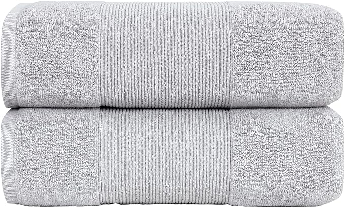 Modern Threads - Air Cloud 2-Pack 100% Zero-Twist Cotton Bath Sheet Set - Super Absorbent & Quick Dry - 500 GSM - Soft & Plush, Gray