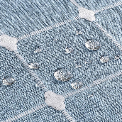 MitoVilla Boho Small Stall Shower Curtain 36 x 72, Blue Narrow Polyester Linen Fabric Shower Curtains for Farmhouse Bathroom Decor, Half Size Cloth Shower Curtain Set with Hooks