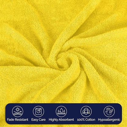 Elegant Comfort Premium Turkish Cotton 6 Pack Washcloths Set - 13 x 13 inch, Luxurious Hotel Spa Quality 100% Turkish Cotton 6PC Washcloth Set - Highly Absorbent - Soft Bathroom Towels, Yellow
