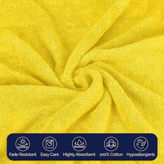 Elegant Comfort Premium Turkish Cotton 2 Pack Bath Towel Set - 27 x 54 inch, Luxurious Hotel Spa Quality 100% Turkish Cotton 2PC Bath Towel Set - Highly Absorbent - Soft Bathroom Towels, Yellow