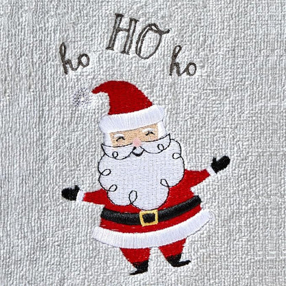 SKL Home Christmas Santa Hand Towel Set-2pc, 100% Cotton, Gray | Soft, embroidered velour. Great for the bathroom, kitchen or bar & holiday gifting.