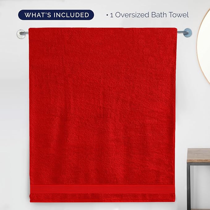 Elegant Comfort Premium Super Soft Highly Absorbent 1 Piece Oversized Bath Sheets - 40" x 80" inch, Luxurious Hotel Spa Quality 100% Turkish Cotton Extra Large Bath Towels for Adults, Red