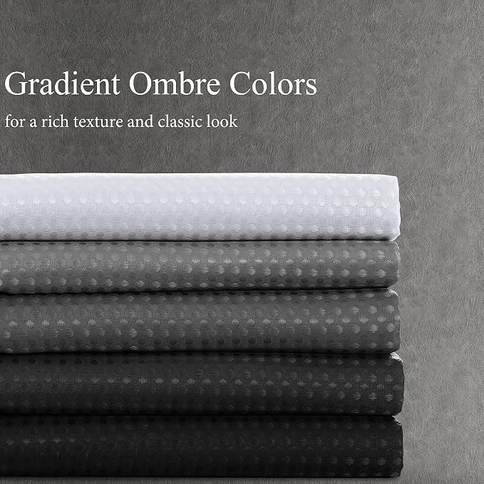 Shower Curtain 84 inches Long 7FT for Bathroom 1 Panel Black | Ombre Waffle, Shower Curtains with Hook, Water Repellent, Boho Farmhouse, Simple Modern Bath Decor, 72x84