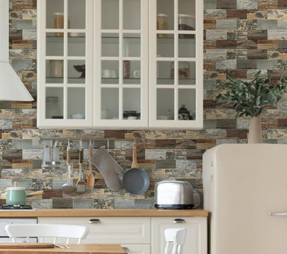 2026 New Upgrade Peel and Stick Backsplash Tile, Peel and Stick 11.34" X 11.57" Wall Tile for Kitchen, Bathroom, Fireplace, Laundry (Mix Rustic, 20 Packs)