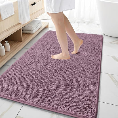 OLANLY Large Bathroom Rugs 59x35, Extra Soft Absorbent Chenille Bath Rugs | Deep Plum, Quick-Drying Rubber Backing, Machine Washable Bath Mat for Bathroom Floor, Tub and Shower, Home Decor Accessories