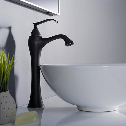 KRAUS Elavo Round Vessel White Porcelain Ceramic Bathroom Sink, 16 inch KCV-141