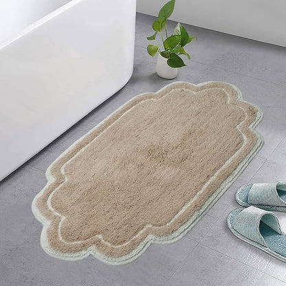 Home Weavers Allure Collection 100% Cotton Tufted Bathroom Rug, Soft and Absorbent Bath Rugs, Non-Slip Bath Carpet, Machine Wash Dry Bath Mats for Bathroom Floor, 21"x34" Bath Rug, Linen
