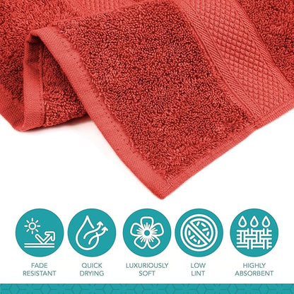 Pleasant Home Bath Towels Set of 6 (24” x 50”) 100% Cotton, 515 GSM | Lightweight, Soft & Highly Absorbent Luxury Towels for Bathroom | for Gym, Pool & Spa | 6 Pack, Red