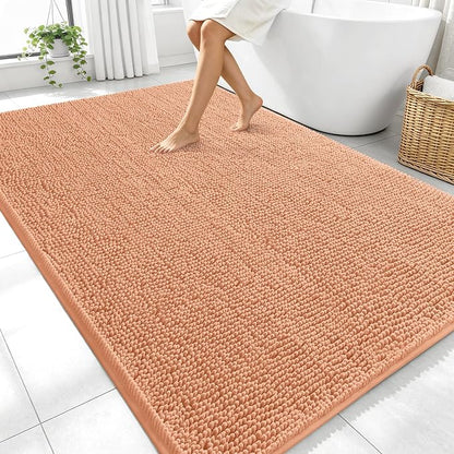OLANLY Large Bathroom Rugs 70x46, Extra Soft Absorbent Chenille Bath Rugs | Peach, Quick-Drying Rubber Backing, Machine Washable Bath Mat for Bathroom Floor, Tub and Shower, Home Decor Accessories