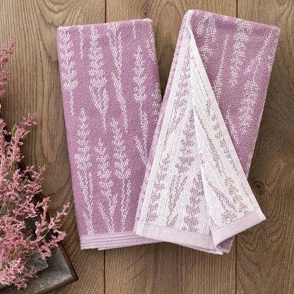 SKL Home Lavender Silhouette Hand Towel Set-2pc, Reversible, Purple | 100% Turkish Cotton. Soft & absorbent jacquard. For use in the bathroom, kitchen or bar & makes a great gift.