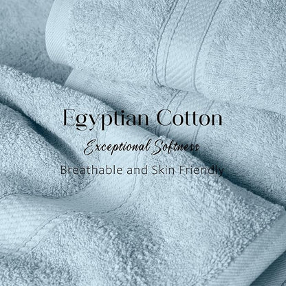 SUPERIOR Egyptian Cotton Ultra Plush & Absorbent, 3 Piece Set, Light Blue | Quick Dry, Soft Luxury Towel Set, Bath Essentials, Guest Bath, Spa, 1 Bath, 1 Hand, 1 Face Towels, Madeline Towels