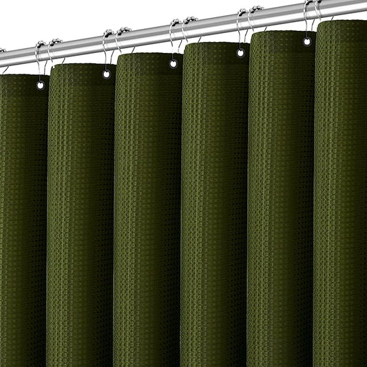 Army Green Shower Curtain 72 x 96 Inches, Extra Long Jungle Shower Curtain with Waffle Weave Fabric Heavy Duty Hotel Quality for Bathroom