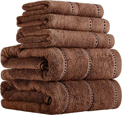 Lavish Home Bathroom Towels Set, Chocolate Brown, Set of 6