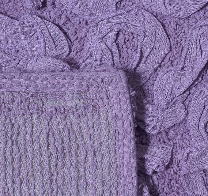 Home Weavers Bell Flower Collection 100% Cotton Tufted Bath Rugs, Extra Soft and Absorbent Bath Rugs, Non-Slip Bath Mats, Machine Washable, Bath Mats for Bathroom Floor and Tub, 25"x25" Heart, Purple