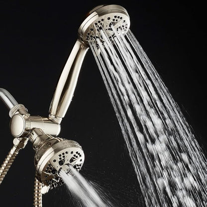 AquaDance Brushed Nickel High Pressure 3-way 48-setting Rain – Handheld Shower Head Combo – Angle Adjustable, Anti-Clog Jets, Tool-Free Installation - USA Standard Certified – Top U.S. Brand | Enjoy Two 6-Setting Rain & Hand Showerheads Separately or T...