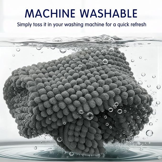 SUBRTEX Bathroom Rugs, 20" x 32" Chenille Bath Rug Soft Short Plush Bath Mat Soft Shower Mat Water Absorbent Shower Mat Quick Dry Machine Washable, Gray