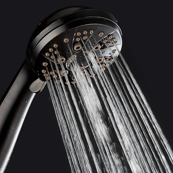AquaDance High Pressure 6-Setting Hand Held Shower Head with Extra-Long 6 Foot Hose & Bracket – Anti-Clog Nozzles - USA Standard Certified - Top U.S. Brand - OIL RUBBED BRONZE