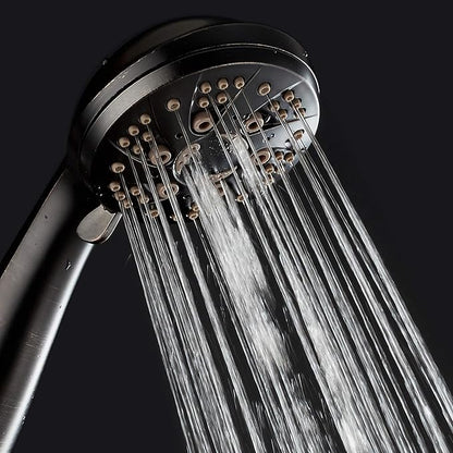 AquaDance High Pressure 6-Setting Hand Held Shower Head with Extra-Long 6 Foot Hose & Bracket – Anti-Clog Nozzles - USA Standard Certified - Top U.S. Brand - OIL RUBBED BRONZE
