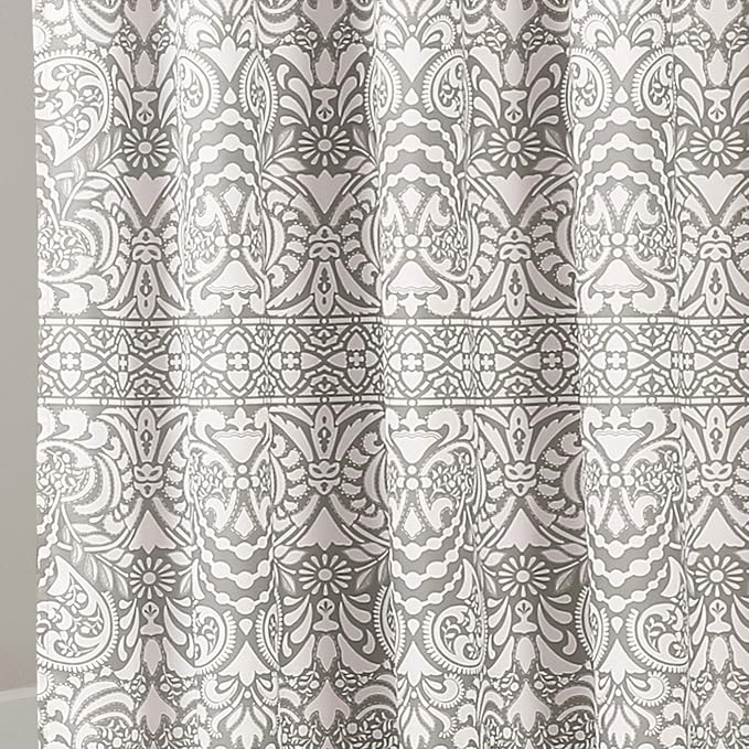 Lush Decor Boho Medallion Shower Curtain Single 72" W x 72" L Gray - Boho Shower Curtains for Bathroom Decor - Gray Bathroom Curtain
