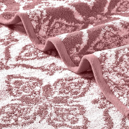 Modern Threads Amaris 6-Piece Reversible Yarn Dyed Jacquard Towel Set - Bath Towels, Hand Towels, & Washcloths - Super Absorbent & Quick Dry - 100% Combed Cotton, Rosewood
