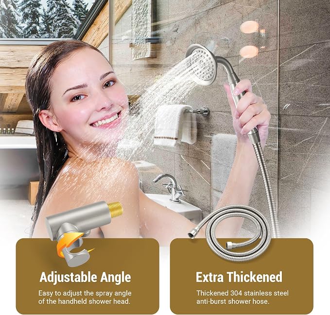 DASANRain Shower System Complete Antique Shower Faucet Sets, Shower Fixtures Combo Set with Pressure Balance Valve, Trim Kit, 9’’ Rainfall Overhead Shower & Handheld, Color Brushed Nickel AT209W-BN