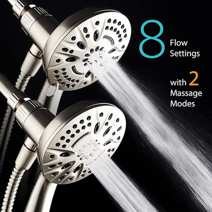 AquaDance New Magnetic Docking 8-setting High Pressure Handheld Shower Head | Space-age Magnetic Guidance Bracket System, Giant 5-inch Face, Extra-long 72-inch Stainless Steel Hose - Nickel