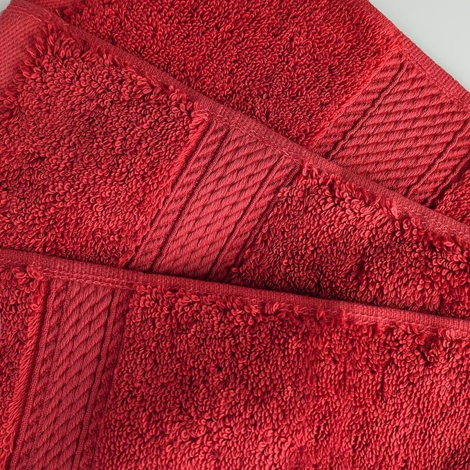 SUPERIOR Egyptian Cotton Ultra Plush & Absorbent, 8 Piece Set, Red | Quick Dry, Soft Luxury Towel Set, Bath Essentials, Guest Bath, Spa, 2 Bath, 2 Hand, 4 Face Towels, Madeline Towels