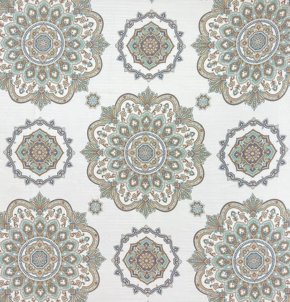 Serafina Home Hotel Quality Fabric Bathroom Shower Curtain: Floral Damask - Blue, Green, Brown, Taupe and Creme (72 x 70 inches)